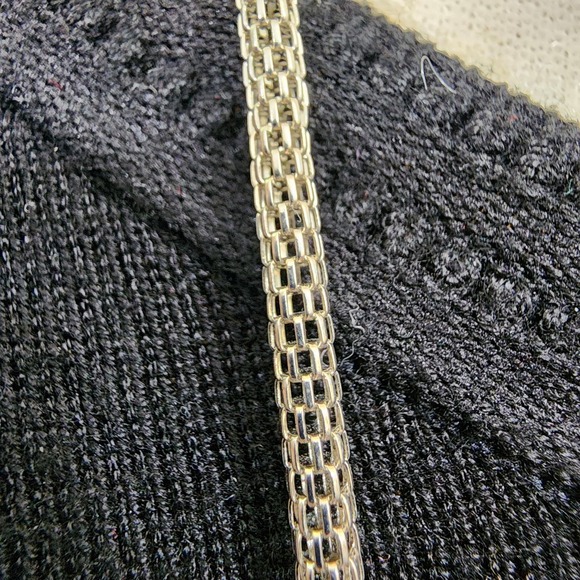 Steve Madden NWT silver tone snake chain with chain fringe pendant long necklace - Picture 5 of 9